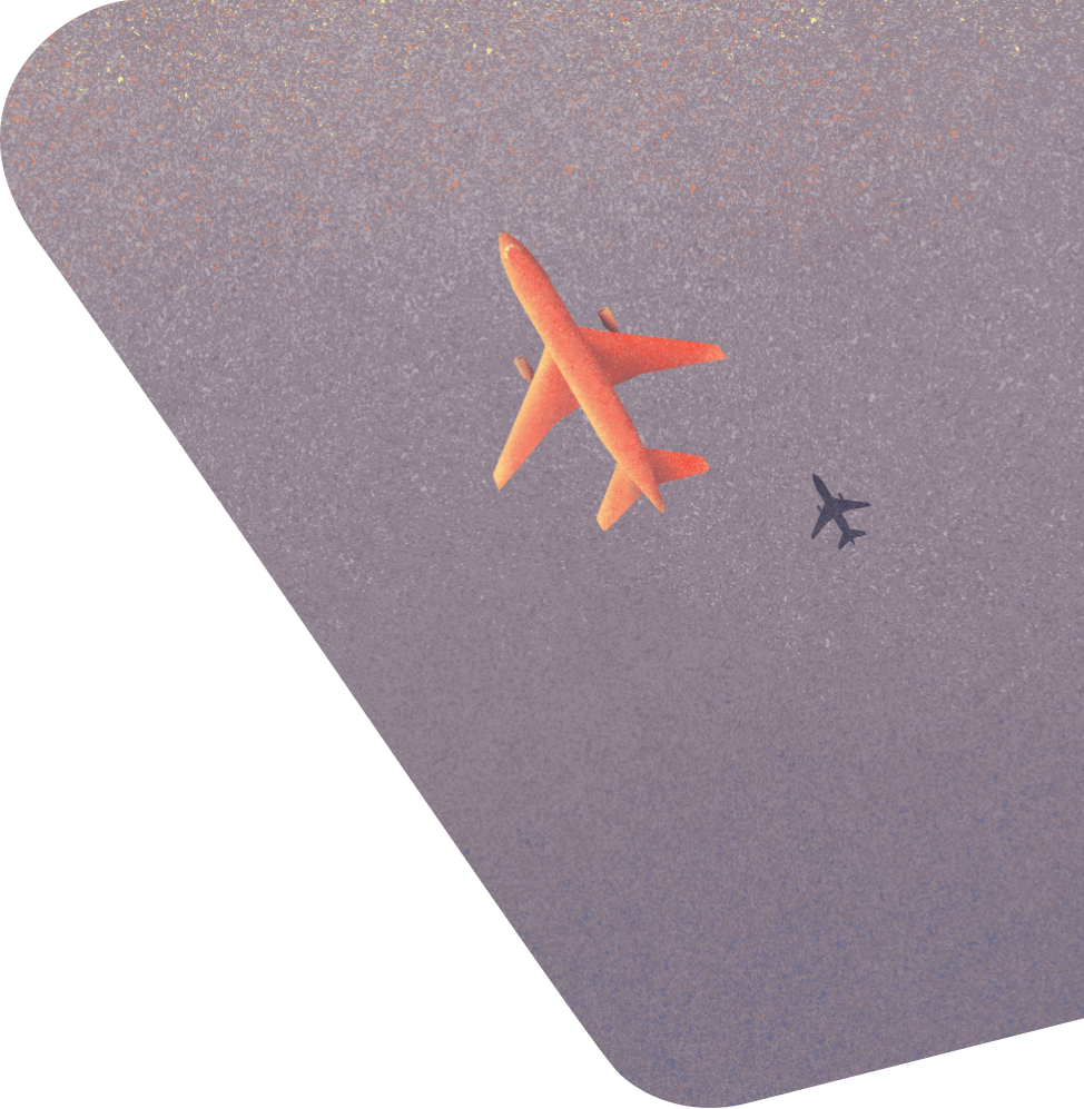 Orange airplane with the shadow illustration